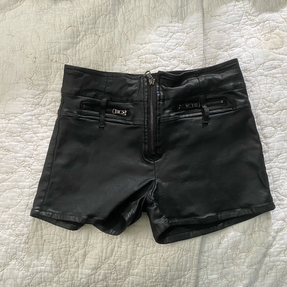 Leather biker shorts